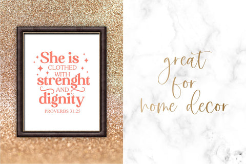 She is clothed with strenght and dignity, Christian SVG, Bible Verse SVG, Empowered Woman, SVG Cut File, Christian Sayings for Women, Motivational SVG, Inspirational SVG, Proverbs, SVG for Shirts, Spiritual SVG, SVG Cut File, Religious SVG, Scripture SVG SVG KatineDesign 