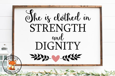 She is Clothed with Strength and Dignity Svg, Scripture Svg SVG RedFoxDesignsUS 