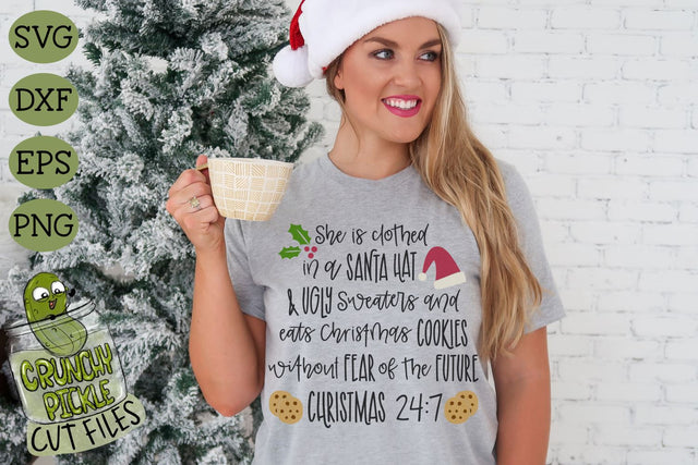 She is Clothed Without Fear of the Future Christmas SVG SVG Crunchy Pickle 