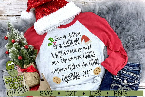She is Clothed Without Fear of the Future Christmas SVG SVG Crunchy Pickle 