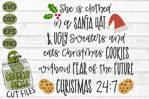 She is Clothed Without Fear of the Future Christmas SVG SVG Crunchy Pickle 