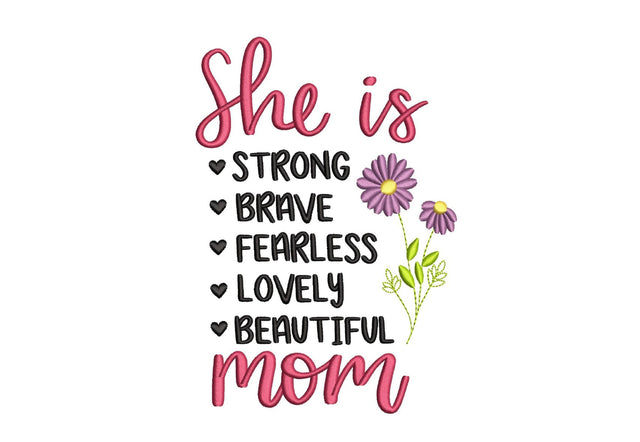 She is Mom Embroidery Design, Mother Embroidery File, Blessed Mom Design, Mom Life Embroidery Design, 4 sizes, Instant Download Embroidery/Applique DESIGNS Nino Nadaraia 