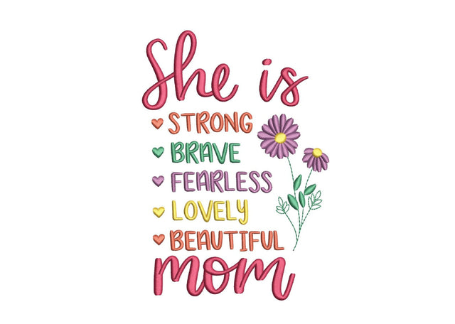 She is Mom Embroidery Design, Mother Embroidery File, Blessed Mom Design, Mom Life Embroidery Design, 4 sizes, Instant Download Embroidery/Applique DESIGNS Nino Nadaraia 