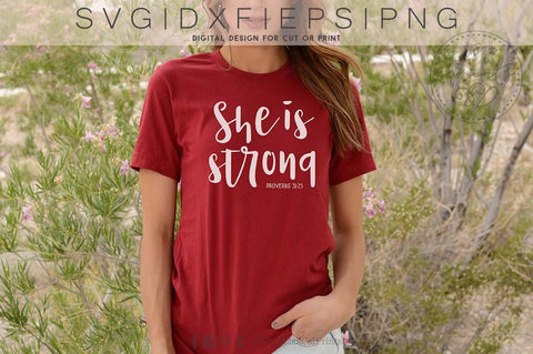 She is strong | Bible verse cut file SVG TheBlackCatPrints 