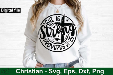 She is strong proverbs svg, Christian t-shirt Svg, Religious Svg, Faith t shirt Svg, Jesus Svg, Bible Verse, God svg,Faith Svg, Digital files Forgiven Svg, Self Love Svg, Motivational quote Svg SVG Isabella Machell 