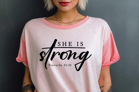 She is Strong Svg Png Files, Scripture Svg, Proverbs 31 25, Bible Quote Svg, Bible Verse Svg, Religion Shirt Svg, Motivational Inspirational Quotes Sayings Svg SVG DesignDestine 