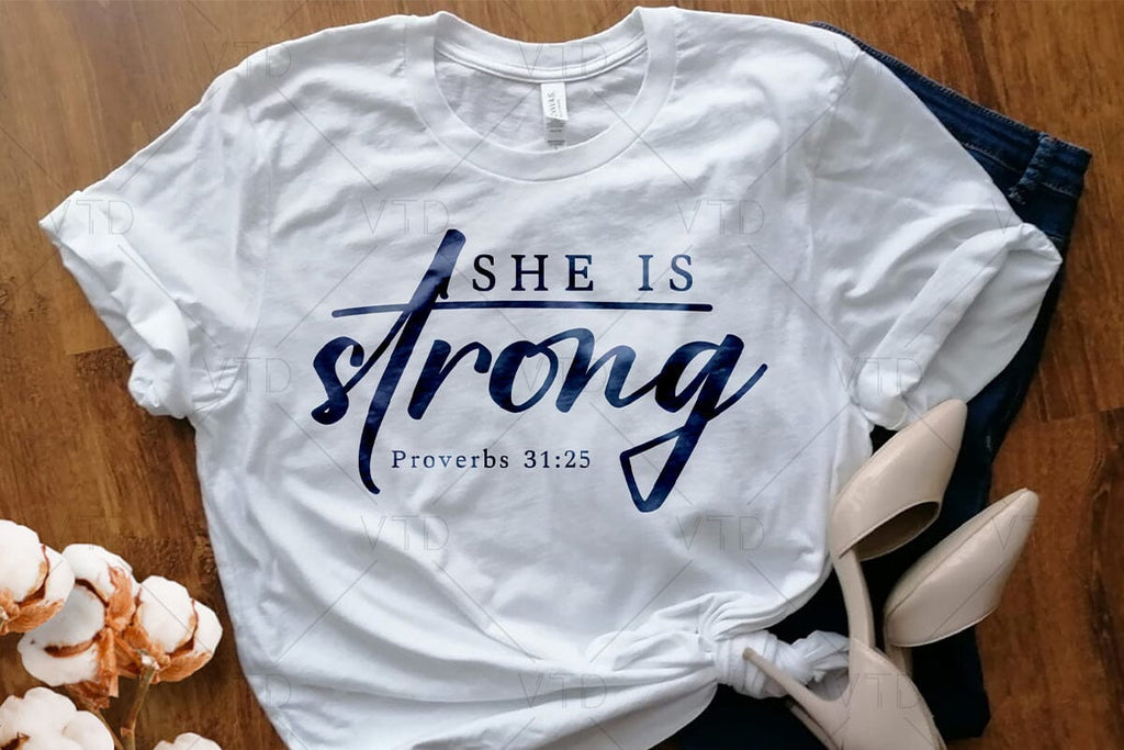 She is Strong Svg Png Files, Scripture Svg, Proverbs 31 25, Bible Quote ...