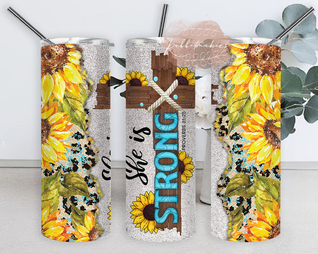 She Is Strong Tumbler Png, Christian Cross 20oz Skinny Tumbler, Sunflower Tumbler Wrap, Leopard Turquoise Tumbler Design, Western Religion Sublimation Design, Digital Download Sublimation Rabbitmakies 