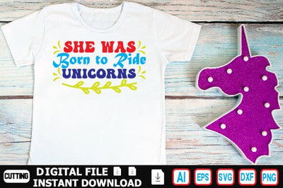 She Was Born to Ride Unicorns SVG Craftlabsvg24 