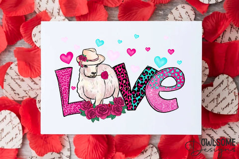 Sheep Love Valentine PNG Sublimation Sublimation Owlsome.Designs 