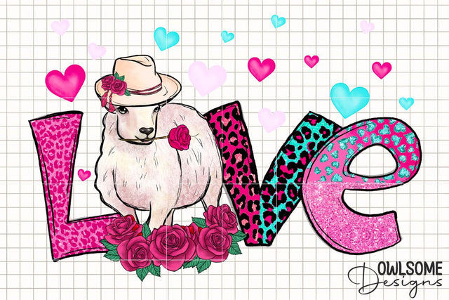 Sheep Love Valentine PNG Sublimation Sublimation Owlsome.Designs 