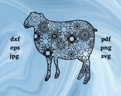 Sheep Mandala SVG Cut File SVG Northern Light SVG 
