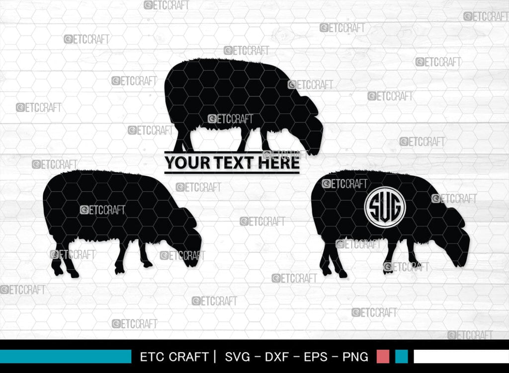 Sheep Monogram, Sheep Silhouette, Sheep SVG, Buck Sheep Svg, Cheviot ...