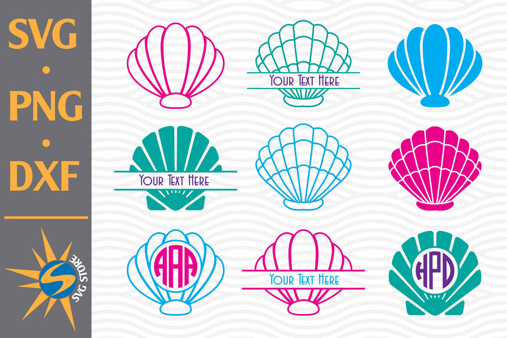 Shell Card Svg Shell Monogram SVG, PNG, DXF Digital Files Include - So Fontsy