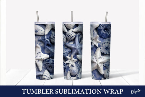 Shell Tumbler Design PNG. Chinoiserie Porcelain Tumbler Wrap Sublimation Olga Terlyanskaya 