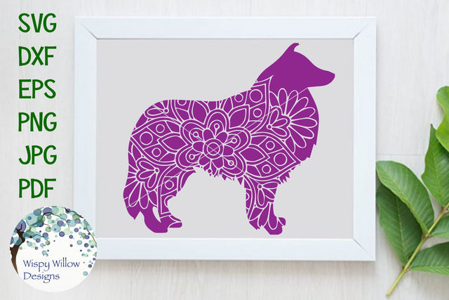 Sheltie Dog Mandala Zentangle SVG SVG Wispy Willow Designs 