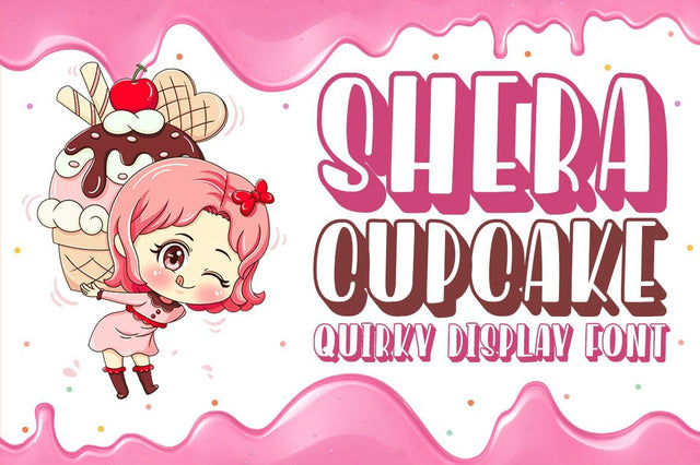 Shera Cupcake Fun Display Font Font Kotak Kuning Studio 