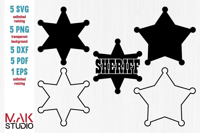 Sheriff badge svg, Sheriff badge dxf, Sheriff star svg, Sheriff star dxf, Sheriff star cut files, Sheriff svg SVG MAKStudion 