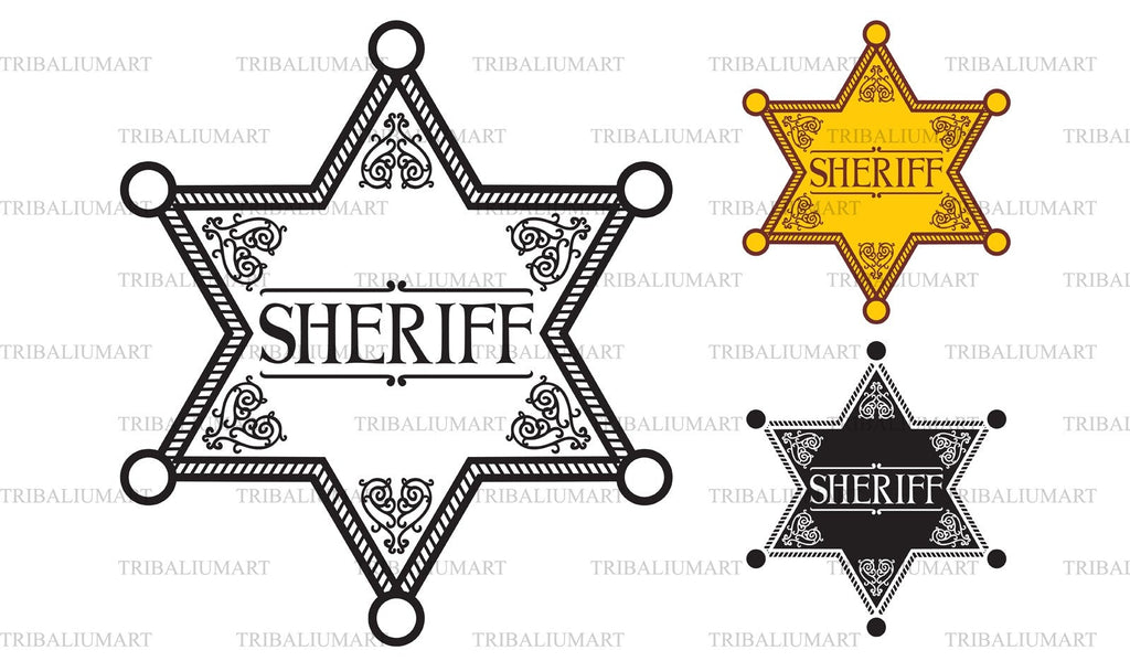 Sheriff badge. Cut files for Cricut. Clip Art silhouettes (eps, svg ...