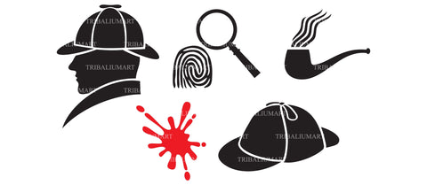 Sherlock Holmes icons SVG TribaliumArtSF 