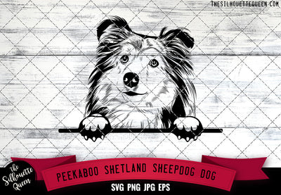Shetland Sheepdog Peek A Boo | Peekaboo | Peeking Dog Face SVG for Glowforge, Cricut, Laser, Silhouette, Scan n cut files SVG Loveleen Kaur 