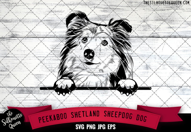 Shetland Sheepdog Peek A Boo | Peekaboo | Peeking Dog Face SVG for Glowforge, Cricut, Laser, Silhouette, Scan n cut files SVG Loveleen Kaur 
