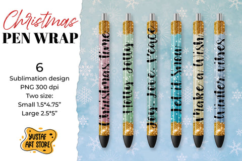 Shining Christmas pen wrap sublimation. Glitter and quotes Sublimation Yustaf Art Store 