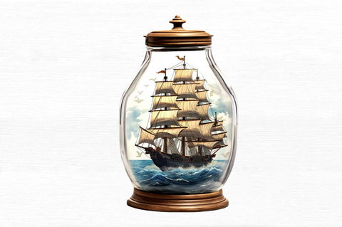 Ship in a Bottle Clipart bundle Sublimation Regulrcrative 