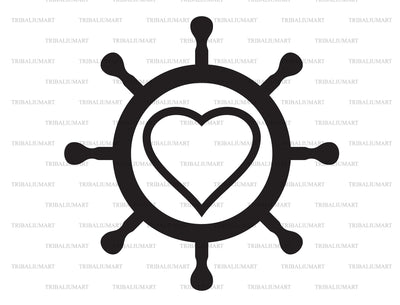 Ship Wheel and Heart (Rudder) SVG TribaliumArtSF 