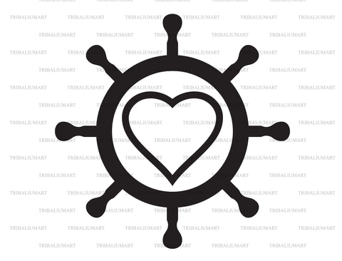 Ship Wheel and Heart (Rudder) SVG TribaliumArtSF 