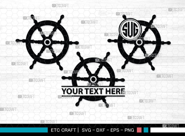 Ship Wheel monogram, Ship Wheel Silhouette, Nautical Svg, Wheel Marine Svg, Ship Wheel SVG Cut Files, SB00087 SVG ETC Craft 