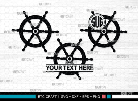 Ship Wheel monogram, Ship Wheel Silhouette, Nautical Svg, Wheel Marine Svg, Ship Wheel SVG Cut Files, SB00087 SVG ETC Craft 