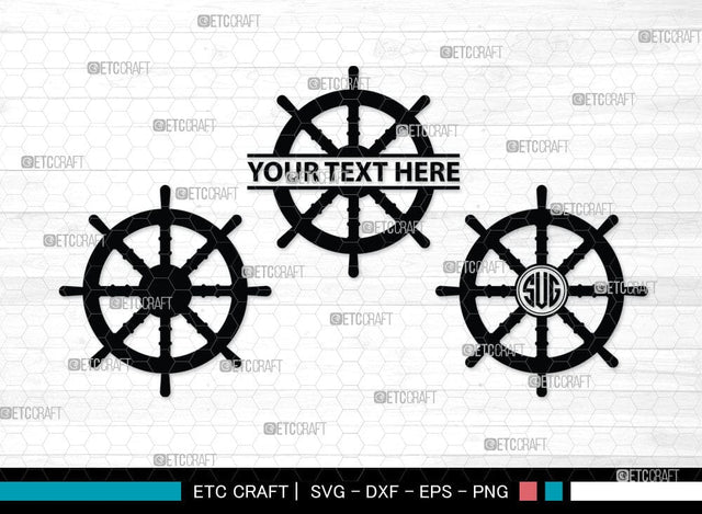 Ship Wheel monogram, Ship Wheel Silhouette, Nautical Svg, Wheel Marine Svg, Ship Wheel SVG Cut Files, SB00087 SVG ETC Craft 