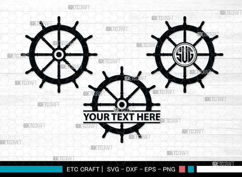 Ship Wheel monogram, Ship Wheel Silhouette, Nautical Svg, Wheel Marine Svg, Ship Wheel SVG Cut Files, SB00087 SVG ETC Craft 