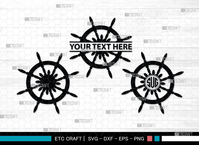 Ship Wheel monogram, Ship Wheel Silhouette, Nautical Svg, Wheel Marine Svg, Ship Wheel SVG Cut Files, SB00087 SVG ETC Craft 
