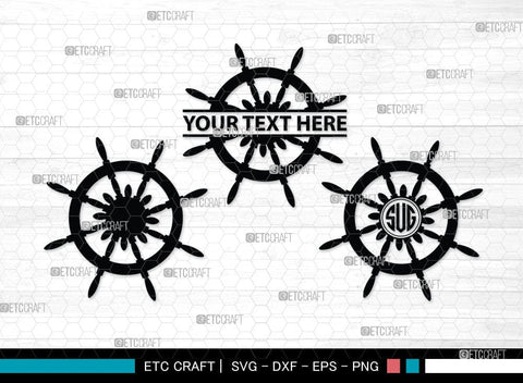 Ship Wheel monogram, Ship Wheel Silhouette, Nautical Svg, Wheel Marine Svg, Ship Wheel SVG Cut Files, SB00087 SVG ETC Craft 