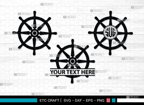 Ship Wheel monogram, Ship Wheel Silhouette, Nautical Svg, Wheel Marine Svg, Ship Wheel SVG Cut Files, SB00087 SVG ETC Craft 