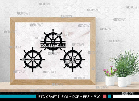 Ship Wheel monogram, Ship Wheel Silhouette, Nautical Svg, Wheel Marine Svg, Ship Wheel SVG Cut Files, SB00087 SVG ETC Craft 