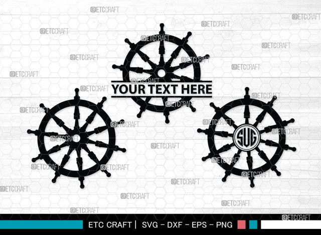 Ship Wheel monogram, Ship Wheel Silhouette, Nautical Svg, Wheel Marine Svg, Ship Wheel SVG Cut Files, SB00087 SVG ETC Craft 