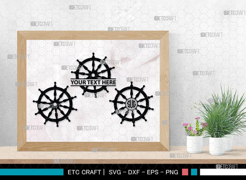 Ship Wheel monogram, Ship Wheel Silhouette, Nautical Svg, Wheel Marine Svg, Ship Wheel SVG Cut Files, SB00087 SVG ETC Craft 