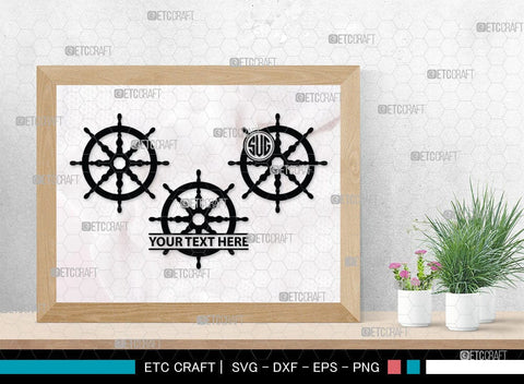 Ship Wheel monogram, Ship Wheel Silhouette, Nautical Svg, Wheel Marine Svg, Ship Wheel SVG Cut Files, SB00087 SVG ETC Craft 