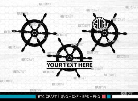 Ship Wheel monogram, Ship Wheel Silhouette, Nautical Svg, Wheel Marine Svg, Ship Wheel SVG Cut Files, SB00087 SVG ETC Craft 