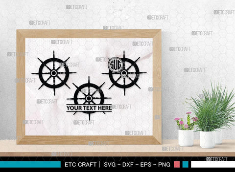 Ship Wheel monogram, Ship Wheel Silhouette, Nautical Svg, Wheel Marine Svg, Ship Wheel SVG Cut Files, SB00087 SVG ETC Craft 