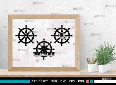 Ship Wheel monogram, Ship Wheel Silhouette, Nautical Svg, Wheel Marine Svg, Ship Wheel SVG Cut Files, SB00087 SVG ETC Craft 