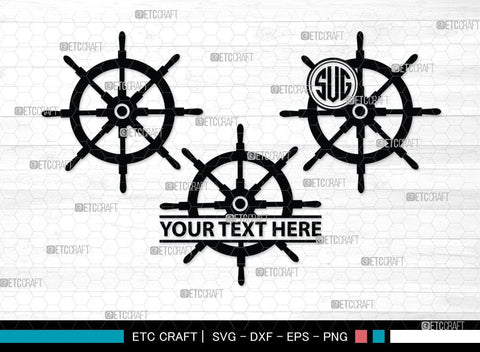 Ship Wheel monogram, Ship Wheel Silhouette, Nautical Svg, Wheel Marine Svg, Ship Wheel SVG Cut Files, SB00087 SVG ETC Craft 