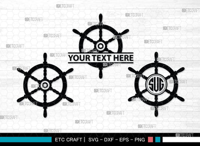 Ship Wheel monogram, Ship Wheel Silhouette, Nautical Svg, Wheel Marine Svg, Ship Wheel SVG Cut Files, SB00087 SVG ETC Craft 