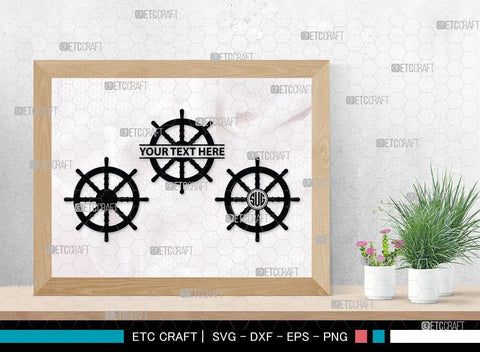 Ship Wheel monogram, Ship Wheel Silhouette, Nautical Svg, Wheel Marine Svg, Ship Wheel SVG Cut Files, SB00087 SVG ETC Craft 