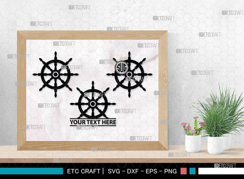 Ship Wheel monogram, Ship Wheel Silhouette, Nautical Svg, Wheel Marine Svg, Ship Wheel SVG Cut Files, SB00087 SVG ETC Craft 