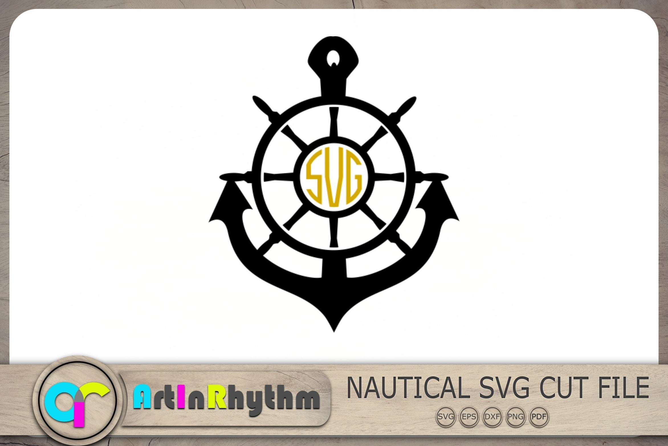Ship Wheel Monogram SVG, Anchor Monogram SVG, Nautical SVG - So Fontsy