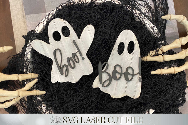 Shiplap Ghosts Laser Cutting File with Vertical & Horizontal Shiplap | Boo! | Happy Fall | Halloween | Glowforge | Cutting File | SVG Set SVG Diva Watts Designs 
